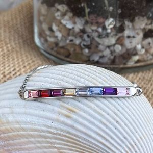 Swarovski Crystal Bracelet set in silvertone with sliding enclosure